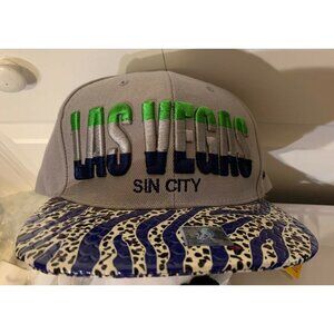 Las Vegas Sin City‎ cap by Golden Lion adjustable hat Acrylic Gray Blue Green